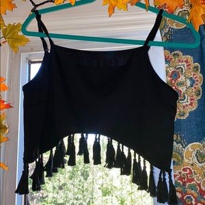 Two piece black set with fringe!